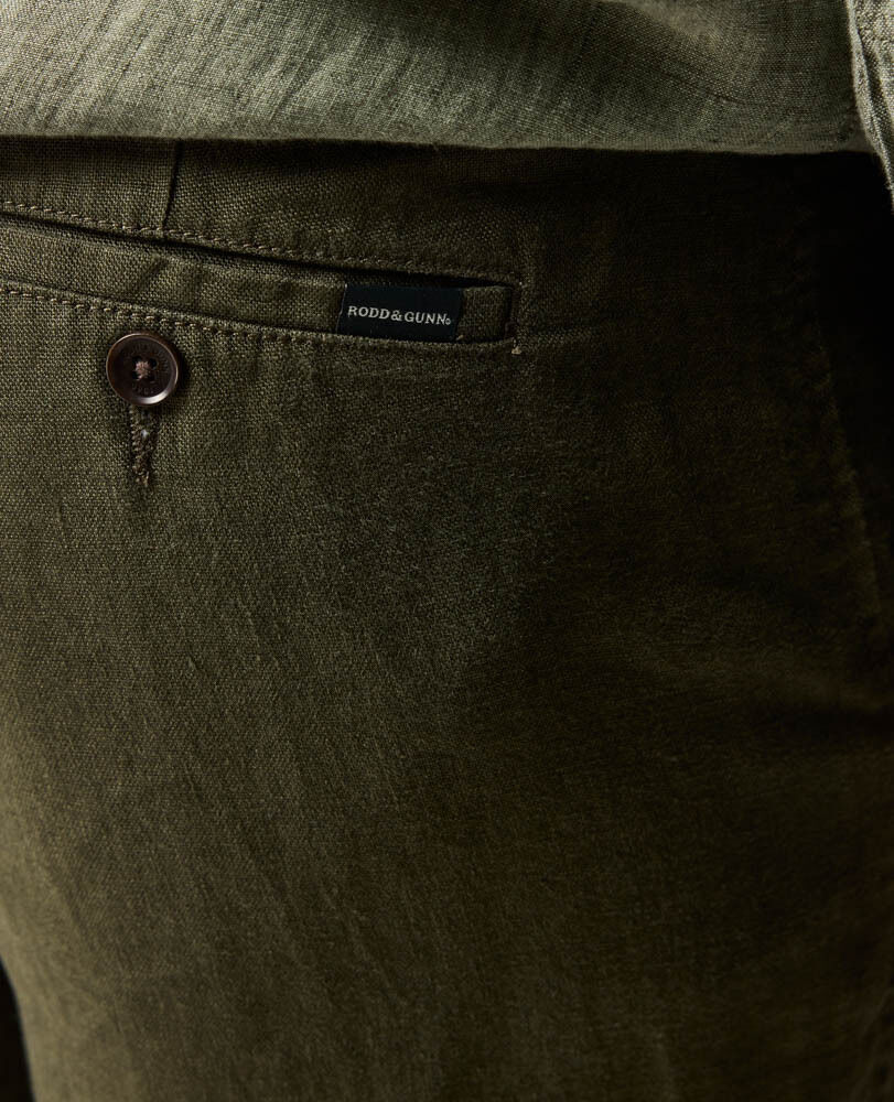 Resort Linen Pant, DARK OLIVE, Flat Lay