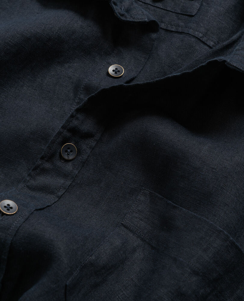 Chemise droite en lin Waiheke, BLEU NUIT, Detail 2