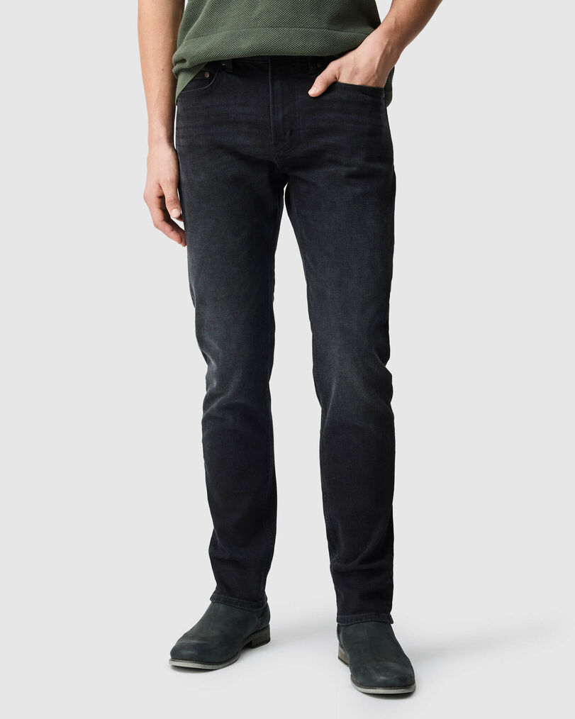 Lyell Straight Italian Denim, Used Black, Front