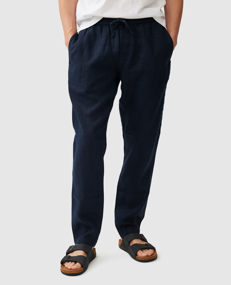 Resort-Hose aus Leinen, NAVY, Front