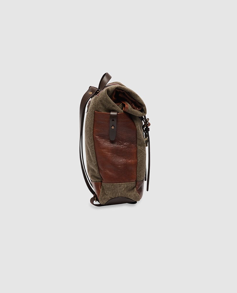 Turua Rolltop-Rucksack, BEIGE/OLIV, Flat Lay