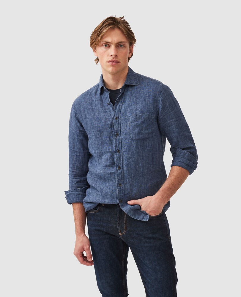 Coromandel Sports Fit Shirt, MARINE, Front