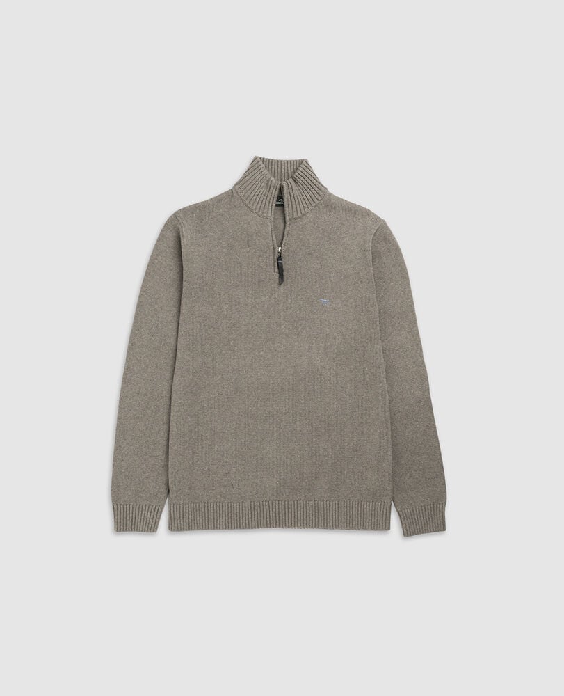 Merrick Bay 1/4 Zip Sweater, ALMOND, Flat Lay