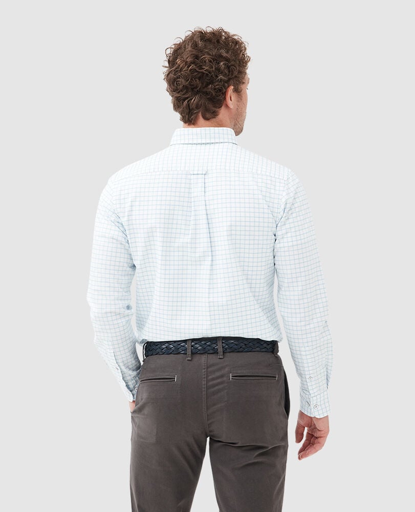 Gunn Check Oxford 3 Sports Fit Shirt, CORNFLOWER, Back