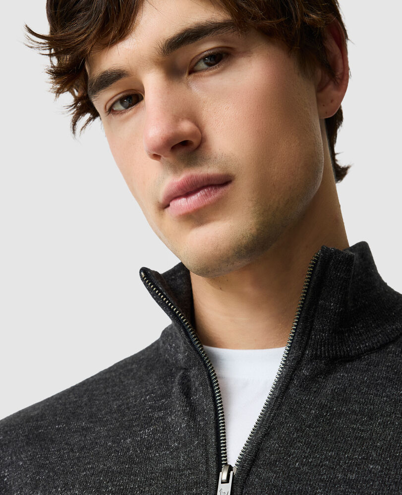 Fortrose 1/4 Zip Knit, ASH, Flat Lay