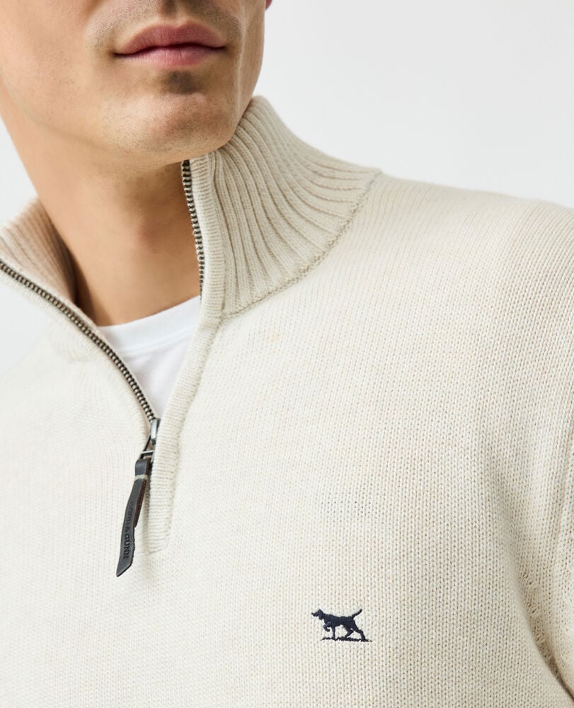 Merrick Bay 1/4 Zip Sweater, OAT, Detail 3