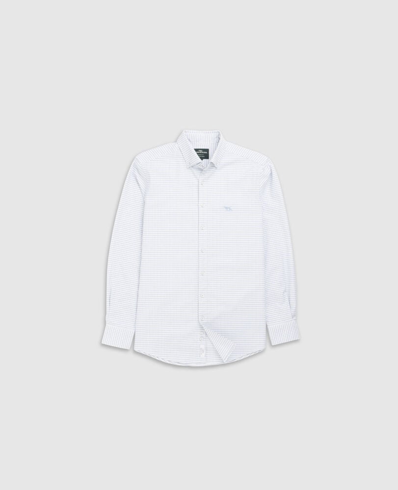 Gunn Check Oxford 5 Sports Fit Shirt, DUSK BLUE, Flat Lay