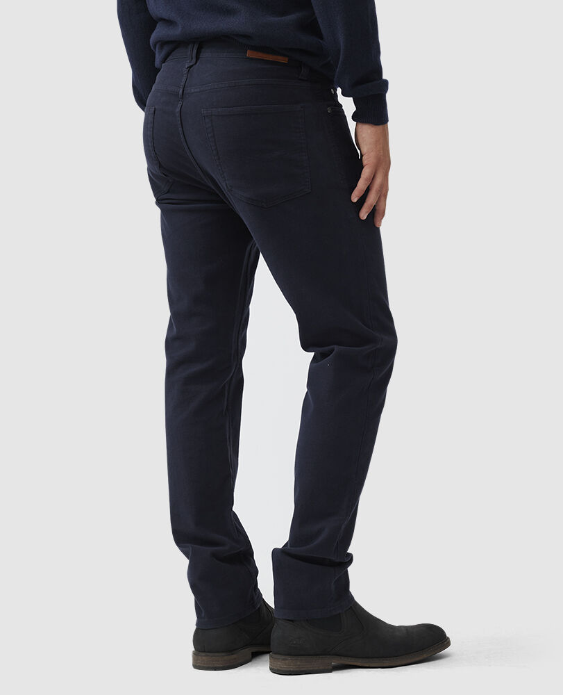 Albury Moleskin Straight Jean, NAVY, Back