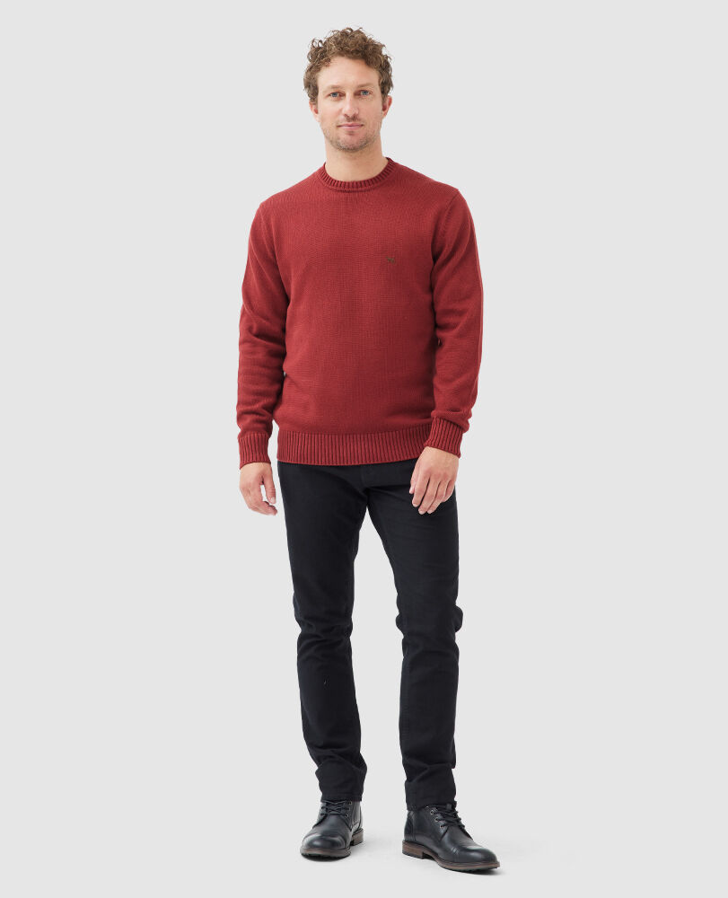 Gunn Crew Knit, RUST, Off Front