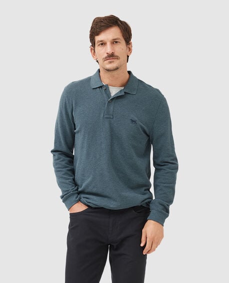 Long Sleeve Sports Fit Gunn Polo, DARK TEAL