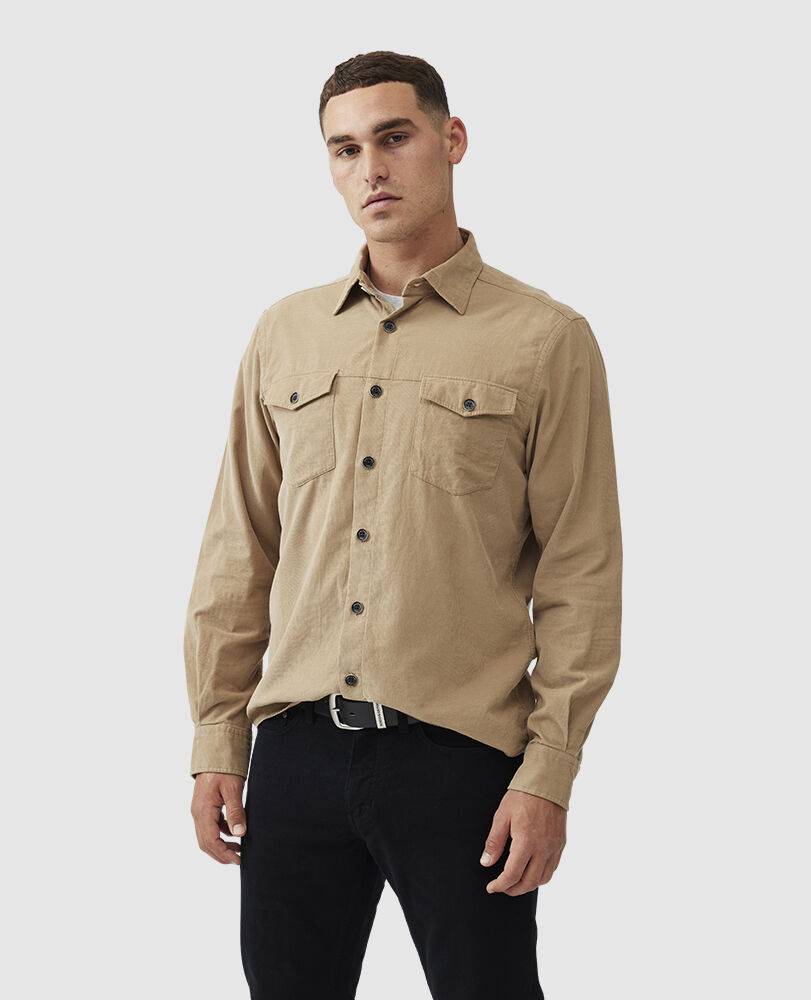 Culverden Sports Fit Shirt, TAUPE, Front