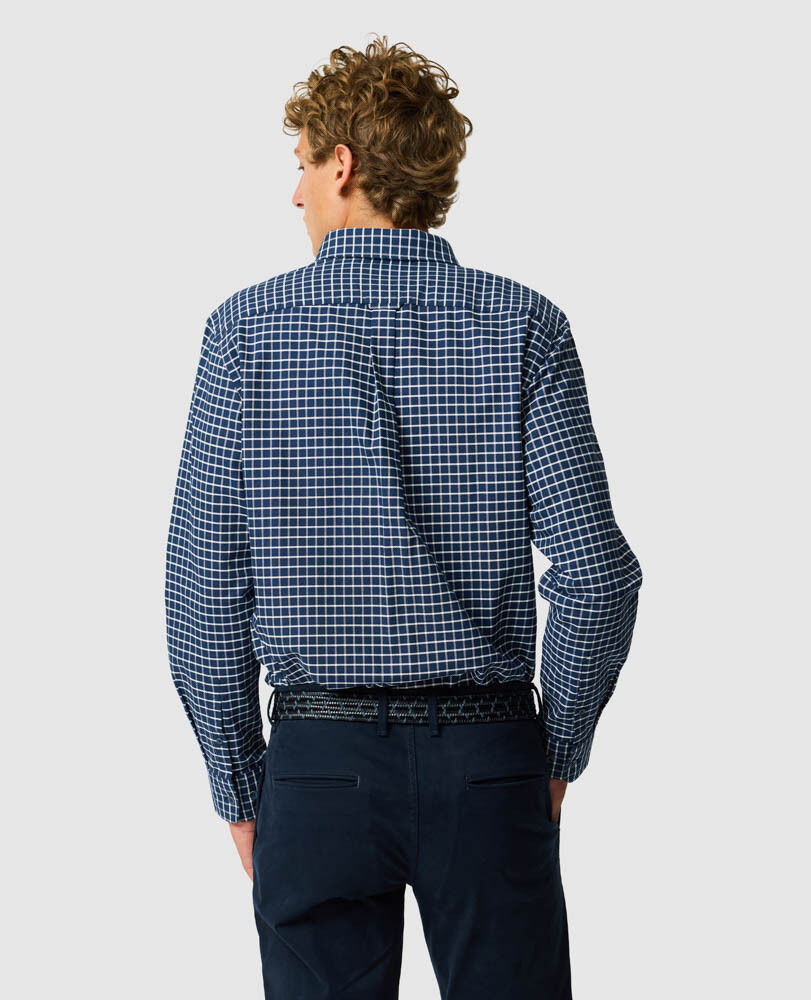 Gunn Check Oxford 3 Sports Fit Shirt, MIDNIGHT, Back