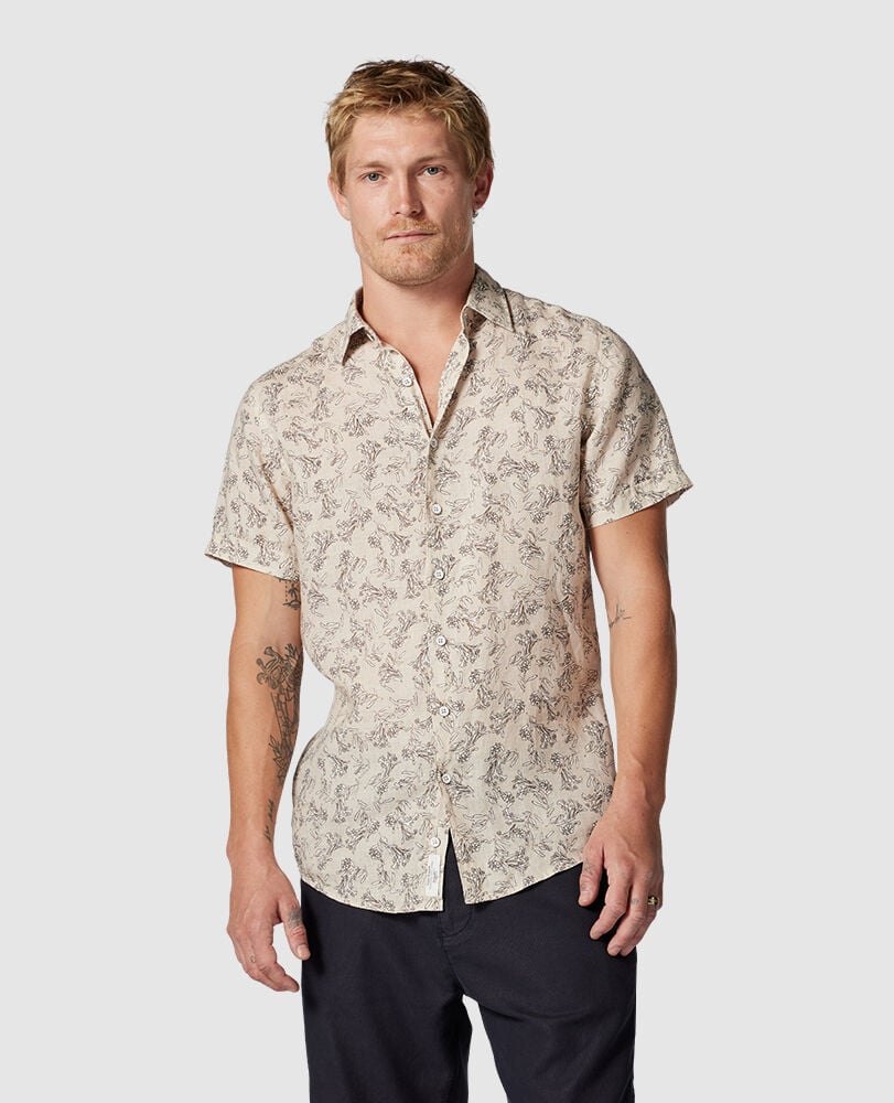 Flax Island Sports Fit Shirt, SAND, Front