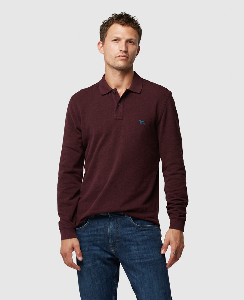 Long Sleeve Sports Fit Gunn Polo, SYRAH, Front
