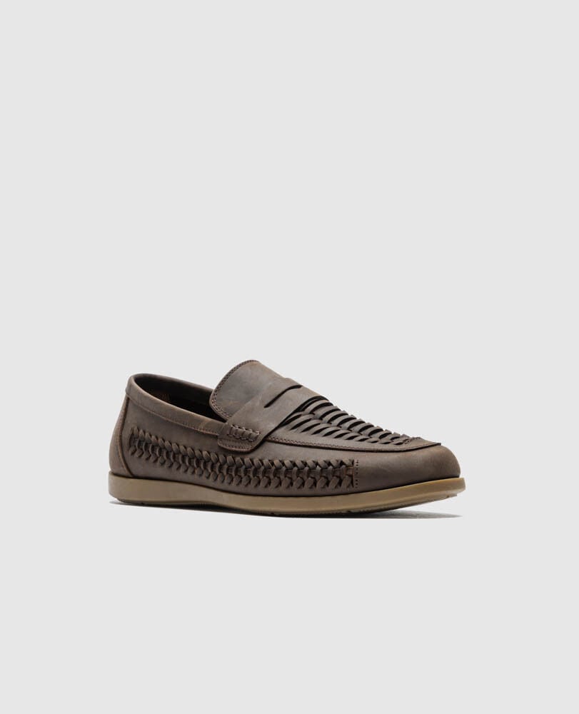 Gisborne Huarache Slip On, CHOCOLATE, Off Front