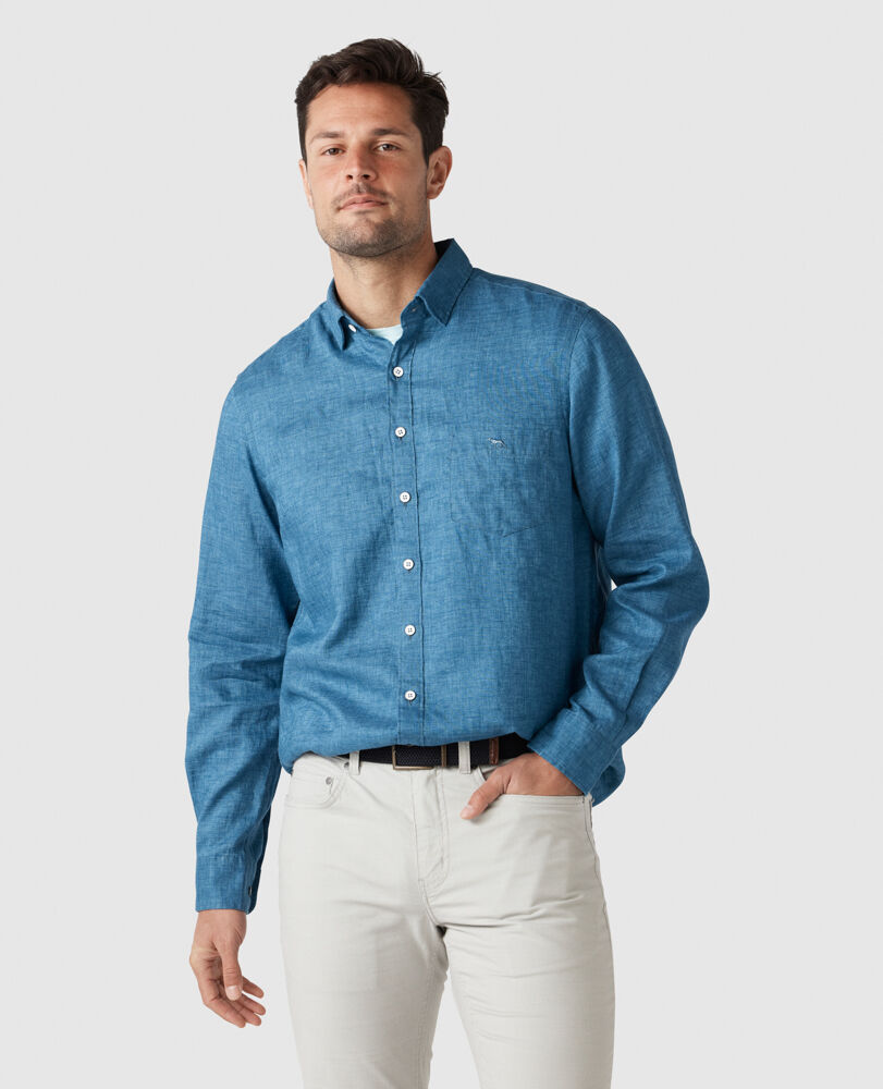 Motion Linen Shirt &middot; Seaport Blue XXXL, SEAPORT BLUE, Front