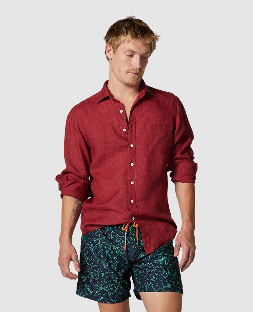 Chemise slim en lin Coromandel/CRABE ROUGE XL, CRABE ROUGE, Front