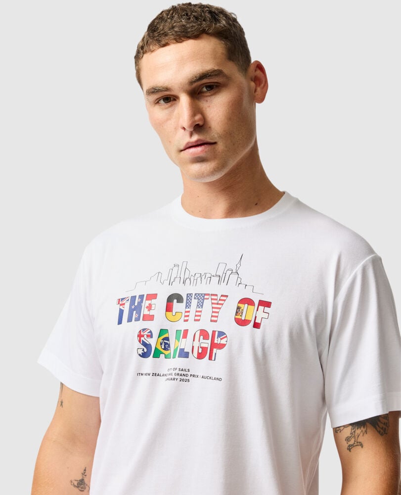 The City Of SailGP Sports Fit T-Shirt, SNOW, Detail 3