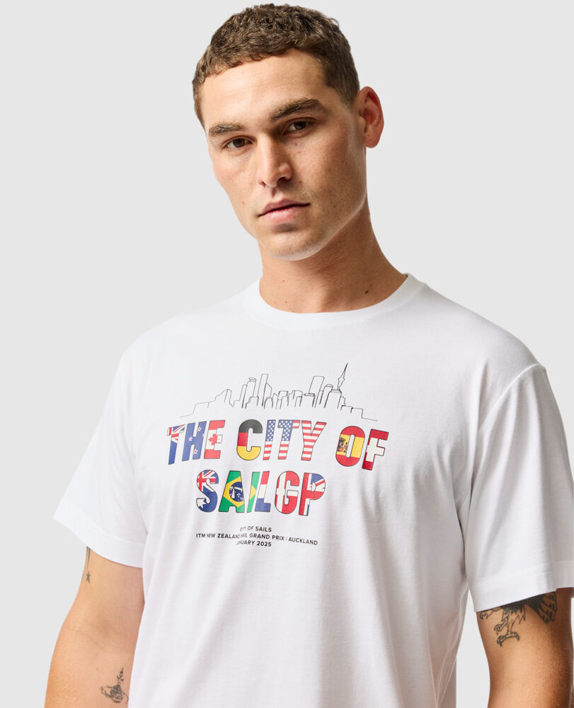 The City Of Sail Gp Sports Fit T-Shirt , SNOW, Detail 3