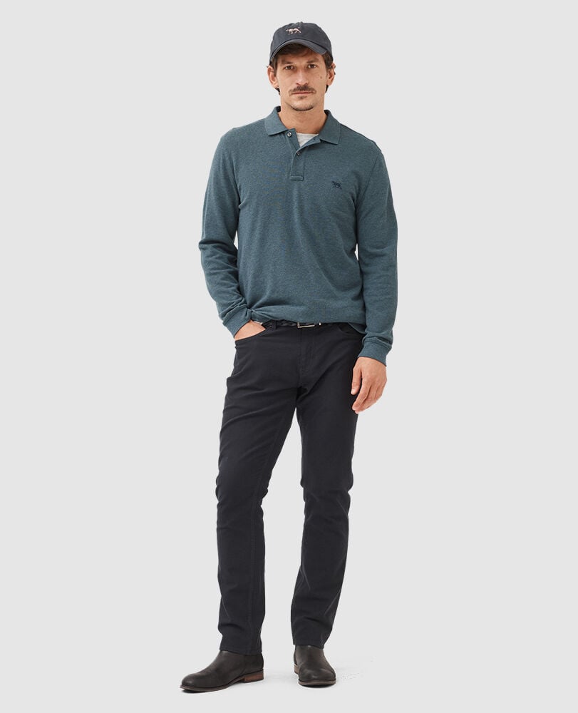 Long Sleeve Sports Fit Gunn Polo, DARK TEAL, Off Front