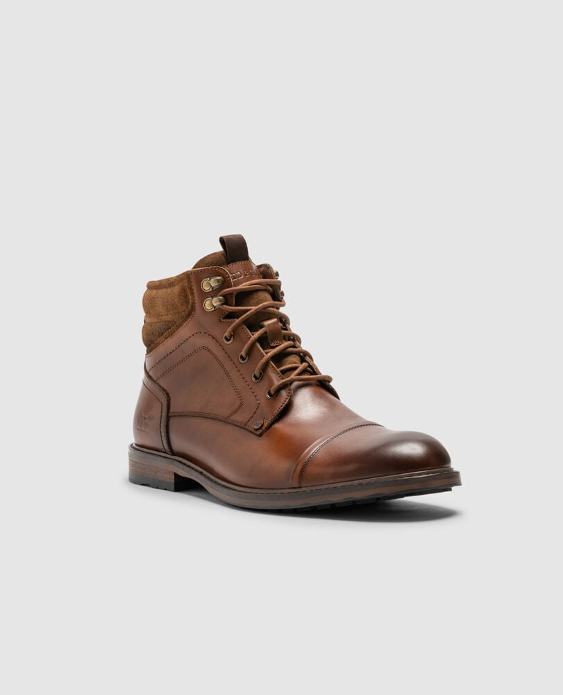 Dunedin Military Boot, TAN BURNISH, Off Front
