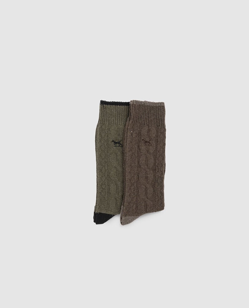Dunedin Cable Sock 2 Pack, EARTH/ OLIVE, Front