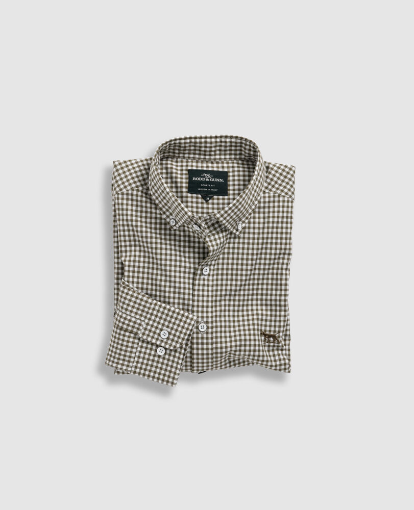 Gunn Check Oxford Sports Fit Shirt, LODEN, Flat Lay