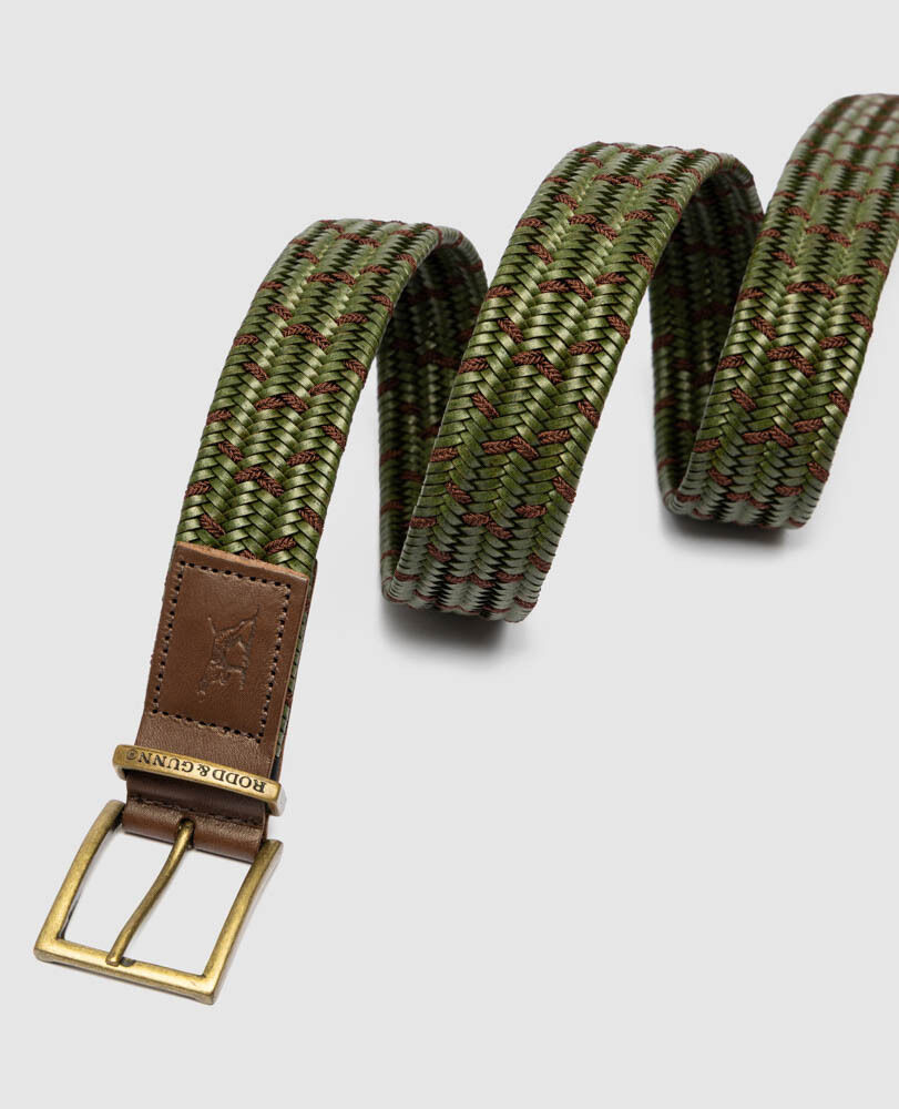 Stratford Stretch Belt, OLIVE, Flat Lay