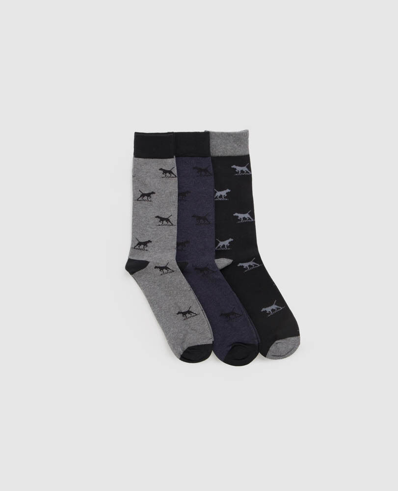 Dogs-A-Plenty Three Pack Socks, WORK MULTI, Back