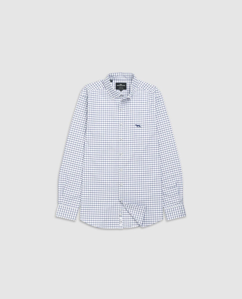 Gunn Check Oxford 3 Sports Fit Shirt, INK, Flat Lay