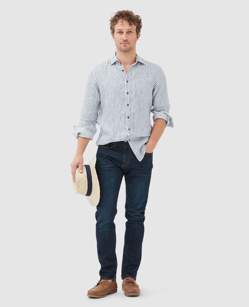 Sutton Straight Italian Denim, DARK BLUE, Off Front
