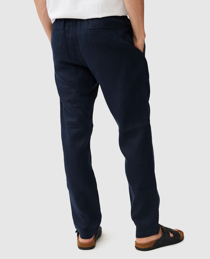 Linen Resort Pant, NAVY, Back