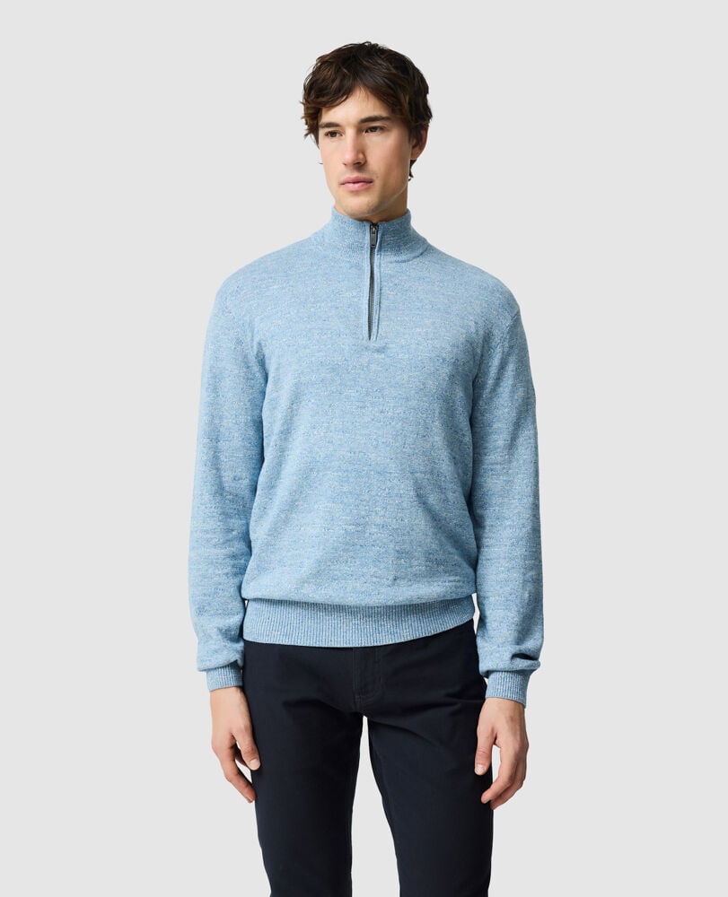 Fortrose 1/4 Zip Knit, OCEAN, Front