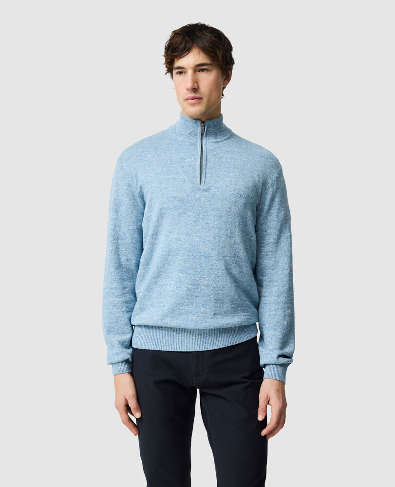 Fortrose 1/4 Zip Knit, OCEAN, Front