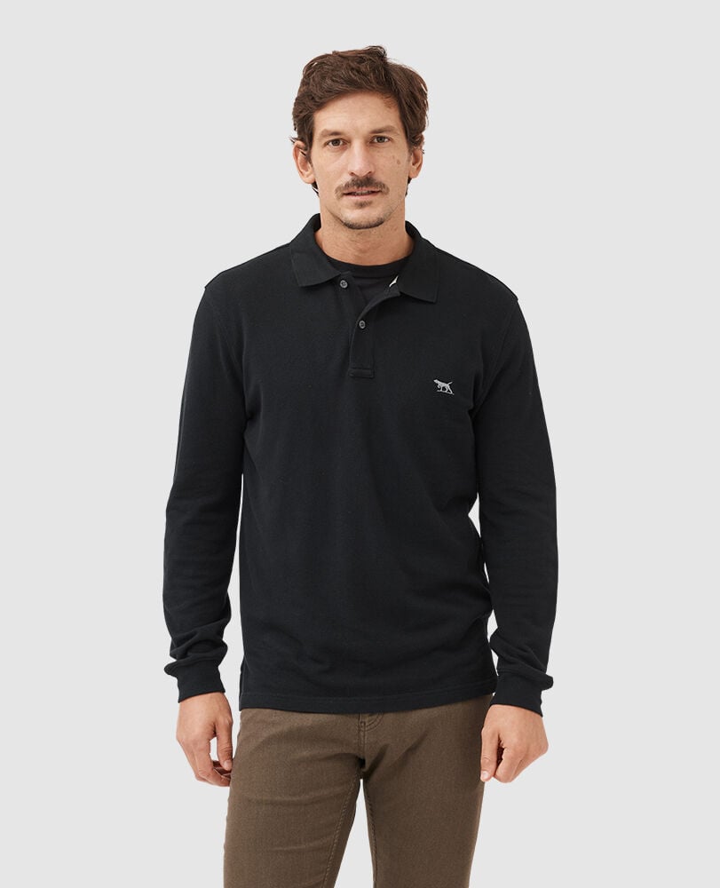 Long Sleeve Sports Fit Gunn Polo, ONYX, Front