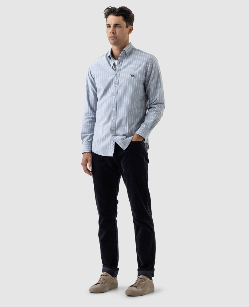 Gunn Oxford Stripe 3 Sports Fit Shirt, ARCTIC, Off Front