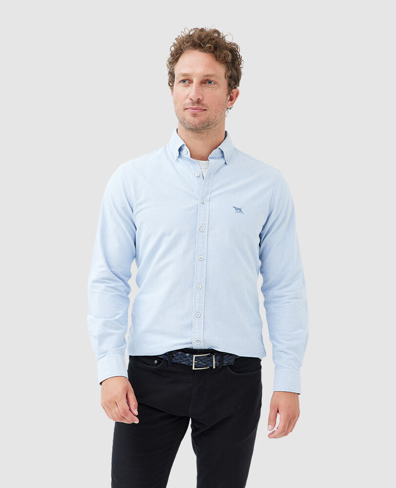 Gunn Oxford Sports Fit Shirt, CORNFLOWER, Front