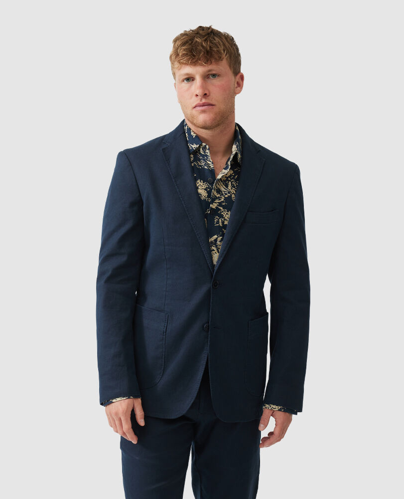 Golden Court Sports Fit Jacket, INDIGO, Front