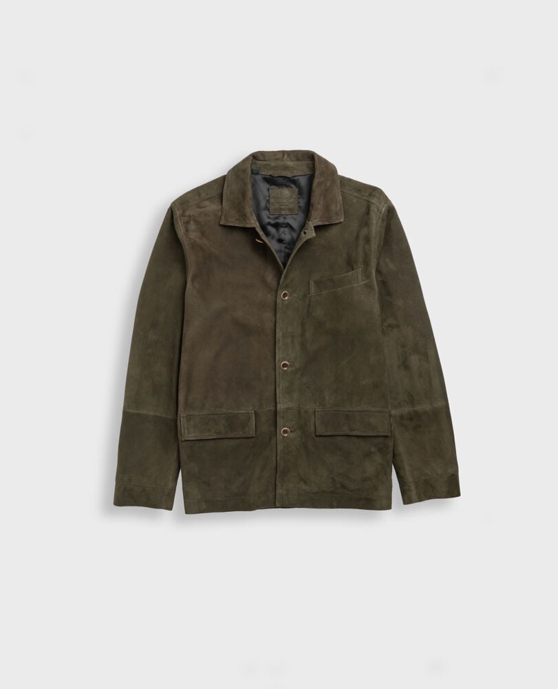 Somerset Leather Jacket, OLIVE, Flat Lay