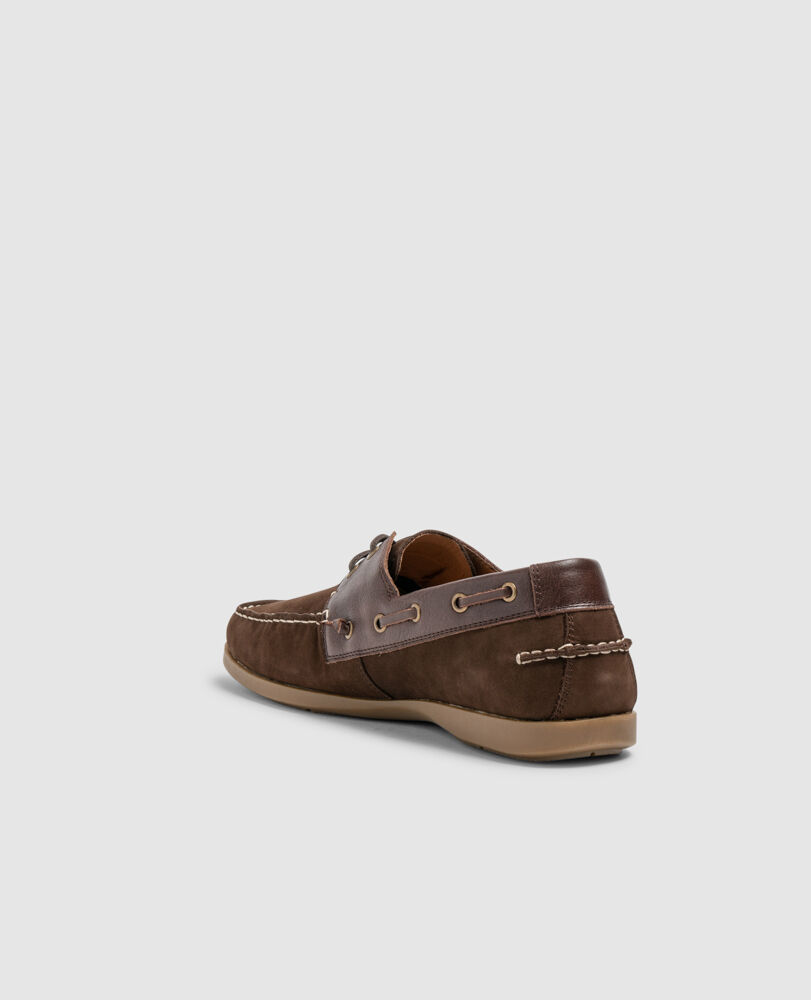 Gordons Bay Boat Shoe, DARK CHOCOLATE, Flat Lay