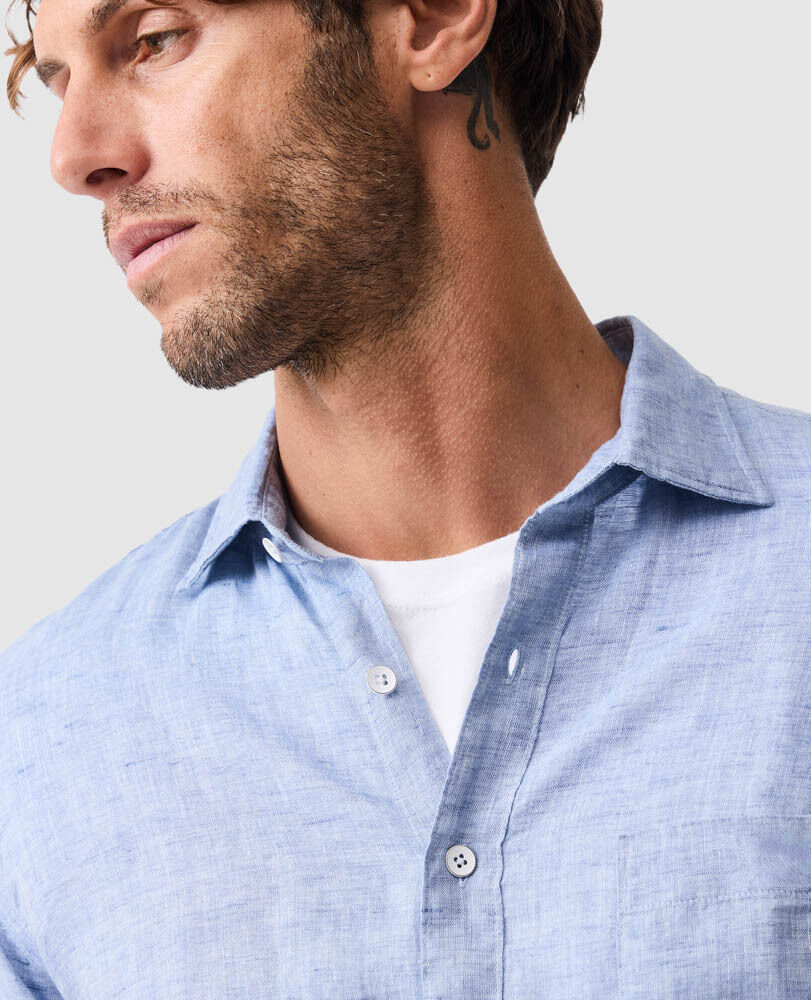 Chemise slim en lin Coromandel, DENIM, Detail 3
