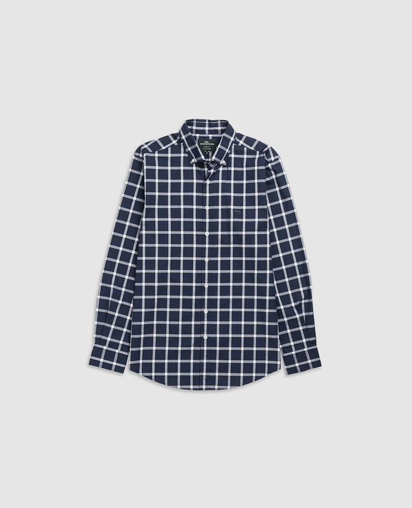 Hemd Gunn Check Oxford 4 mit sportlicher Passform, NAVY, Flat Lay