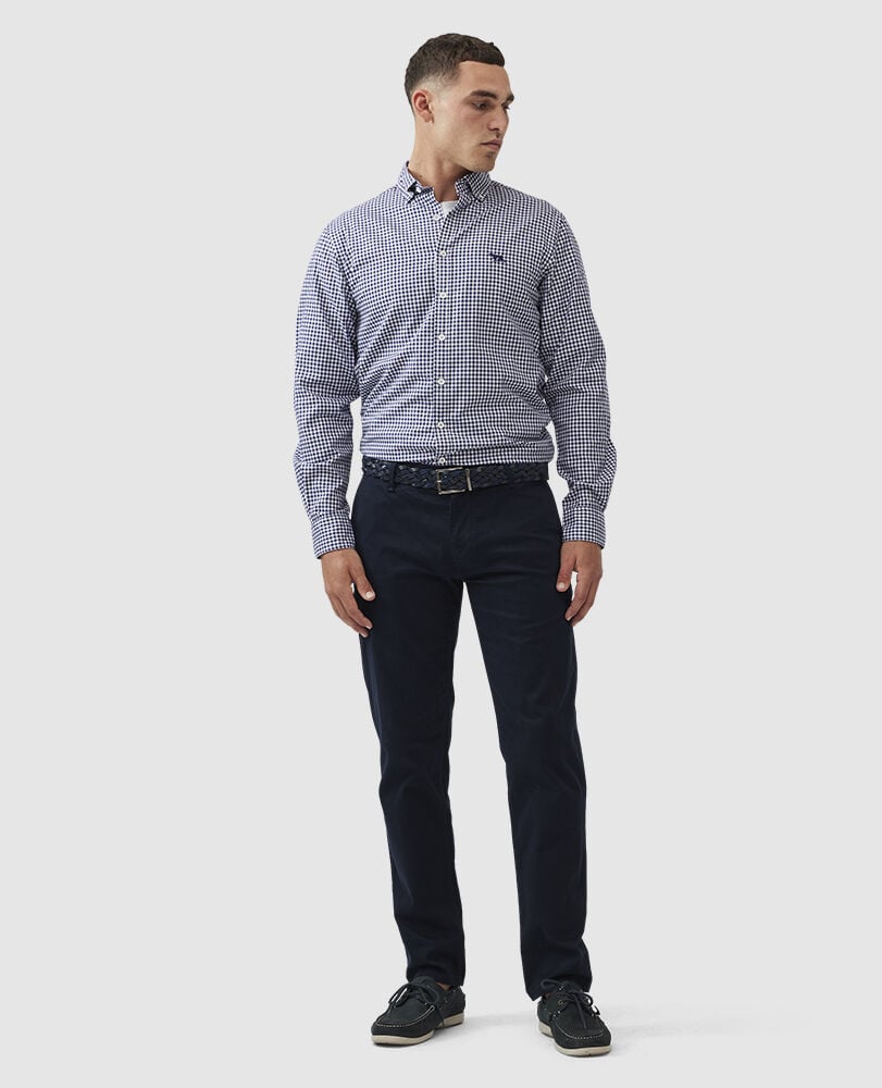 Gunn Check Oxford Sports Fit Shirt, SNOW, Off Front