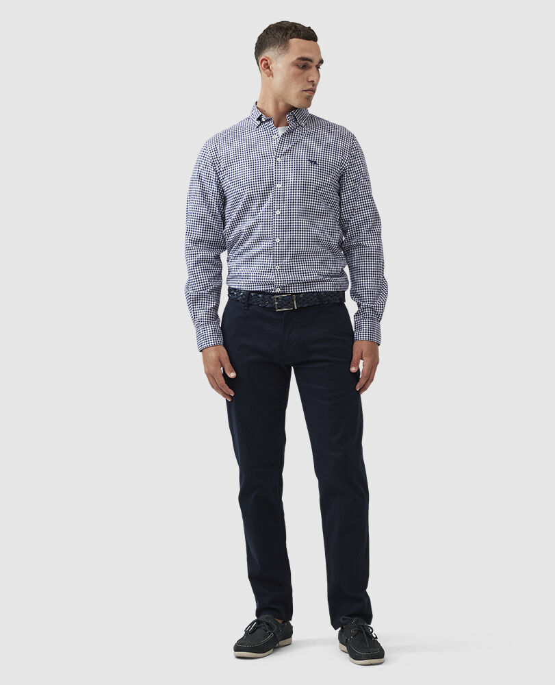 Gunn Check Oxfordhemd mit sportlicher Passform, SCHNEE, Off Front