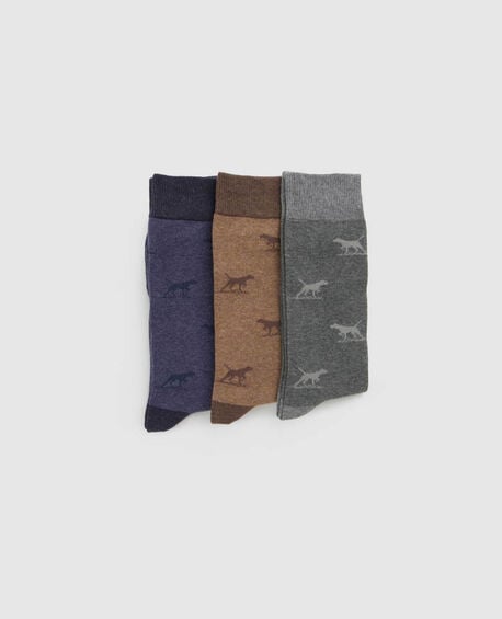 Dogs-A-Plenty Three Pack Socks, WASHED MULTI