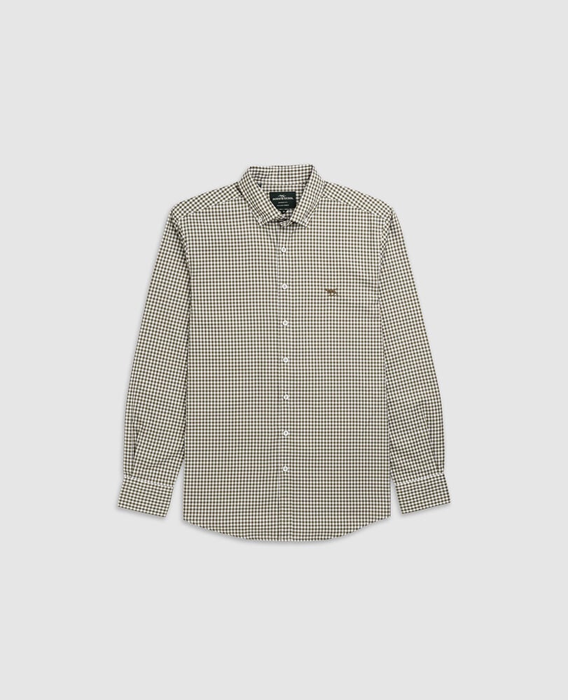 Gunn Check Oxford Sports Fit Shirt, LODEN, Flat Lay