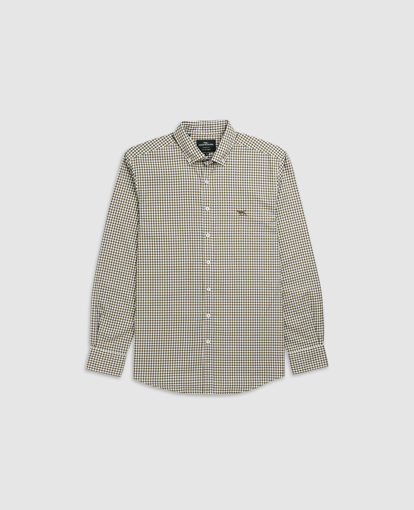 Gunn Check Oxford Sports Fit Shirt, LODEN, Flat Lay