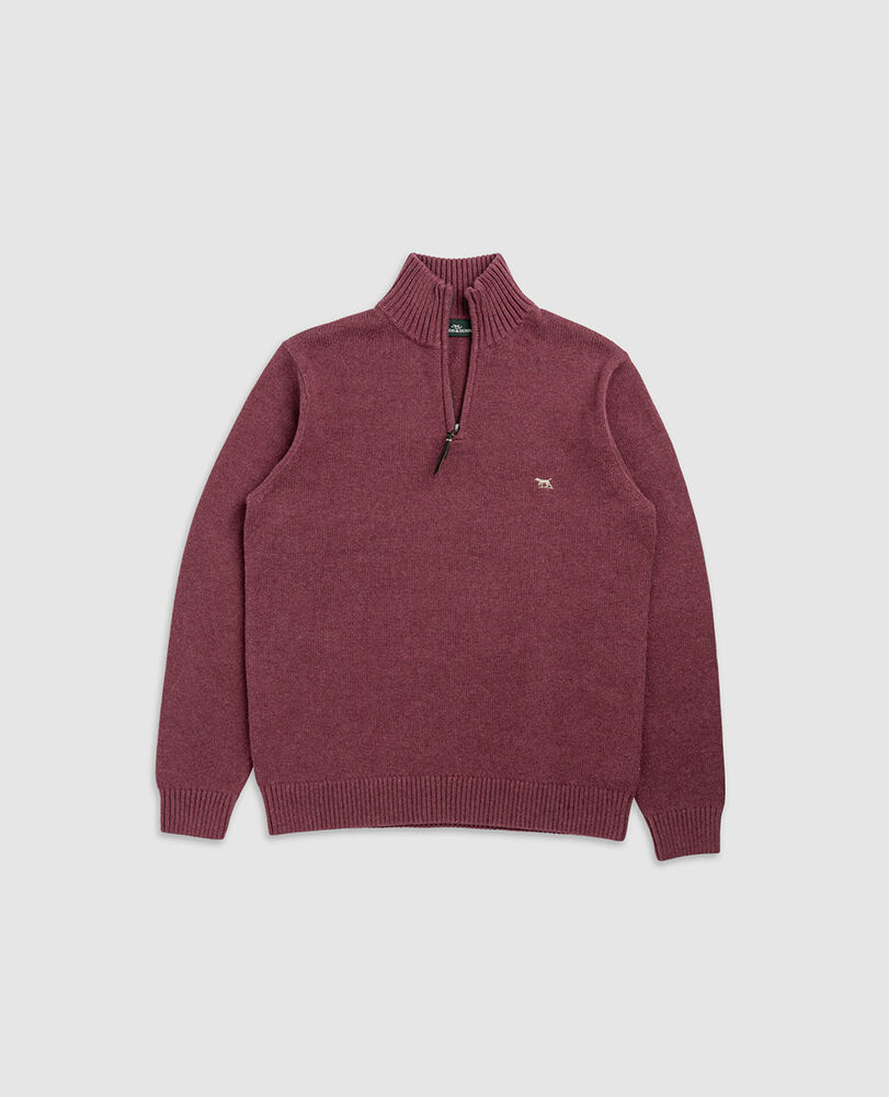Merrick Bay 1/4 Zip Sweater, CRANBERRY, Flat Lay