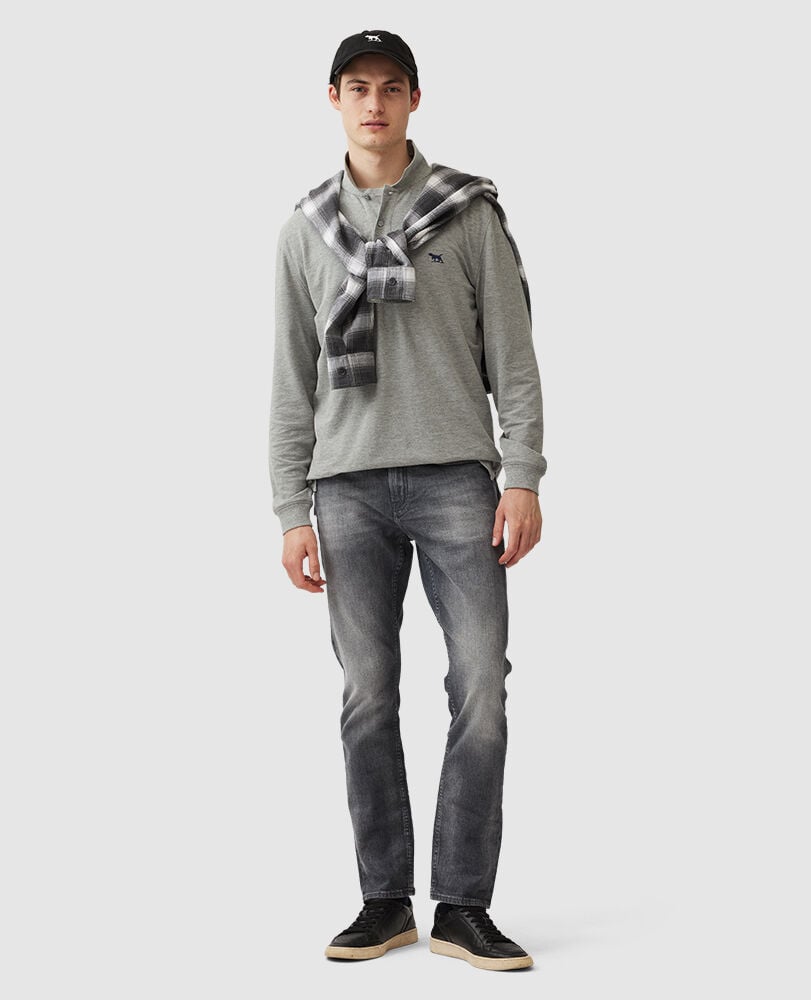 Long Sleeve Original Fit Gunn Polo, GREY MARLE, Off Front