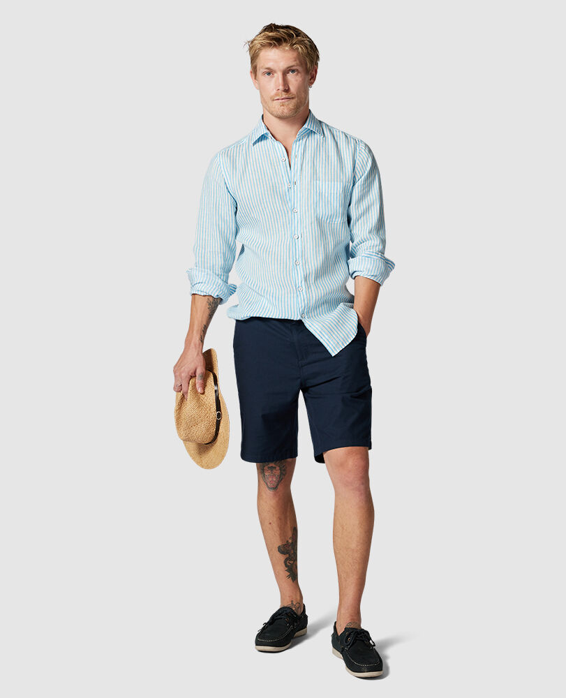 Port Charles Sports Fit Shirt, MARINE, Off Front